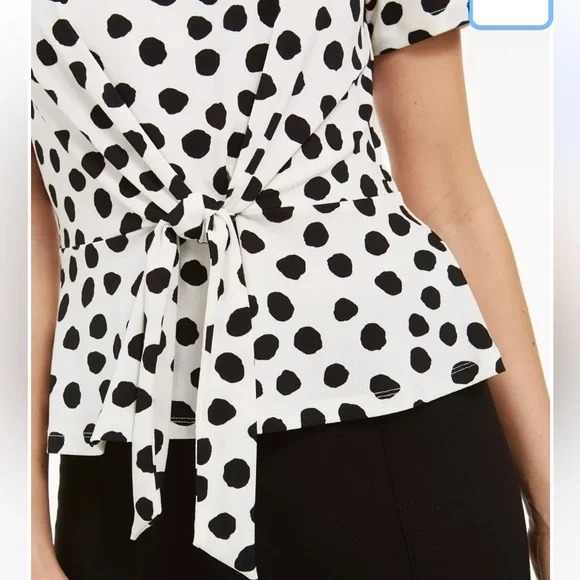 Kasper - Polka dot tie waist knit top - SZ L - Picture 3 of 10